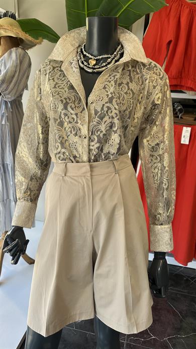 Gold Simli Güpürlü Gömlek