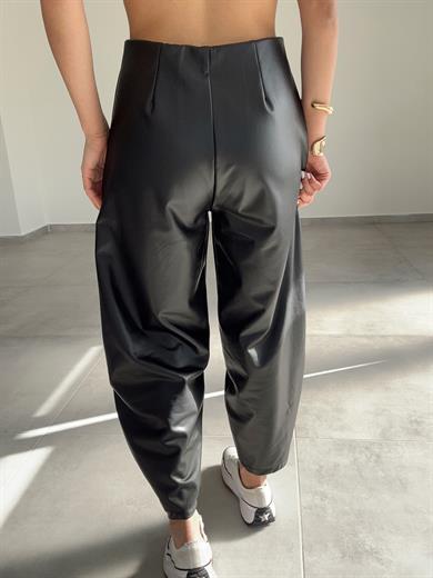Gosi Siyah Deri Balon Pantolon