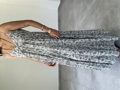 Gri-Antrasit Askılı Empirme Elbise