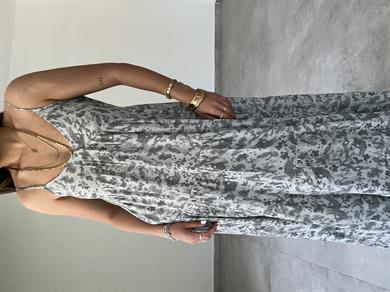 Gri-Antrasit Askılı Empirme Elbise