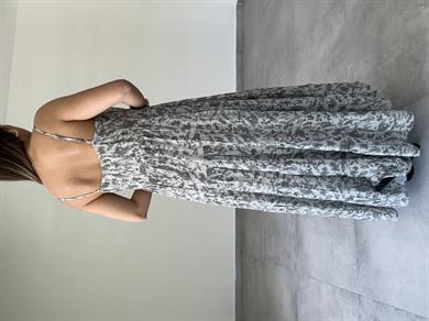 Gri-Antrasit Askılı Empirme Elbise