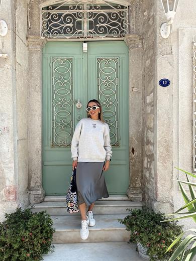 Gri Bisiklet Yaka Sweat