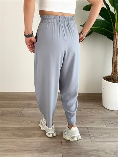 Gri Bombeli Yandan Fermuarlı Pantolon