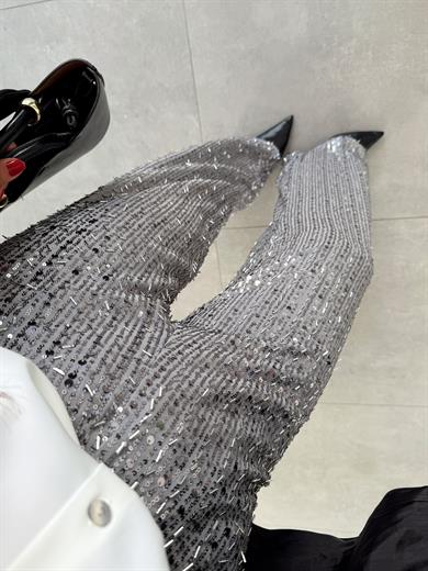 Gri Gümüş Payet Pantolon