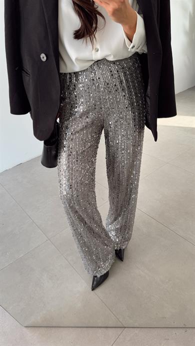 Gri Gümüş Payet Pantolon