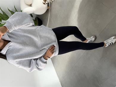 Gri İçi Şardonlu Kapşonlu Sweatshirt