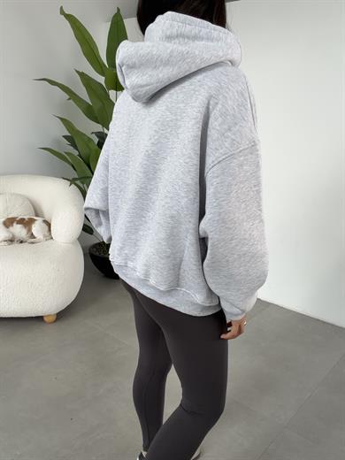 Gri İçi Şardonlu Kapşonlu Sweatshirt