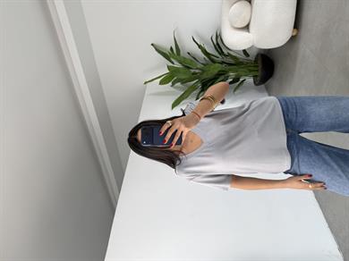 Gri İnterlok V Yaka Salaş Body