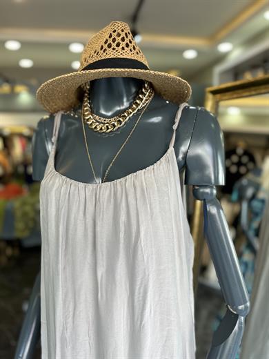 Gri İpek Saten İthal Elbise