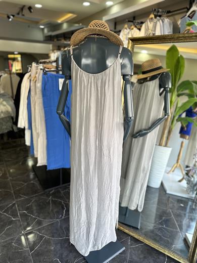 Gri İpek Saten İthal Elbise