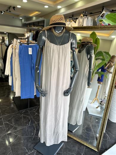 Gri İpek Saten İthal Elbise