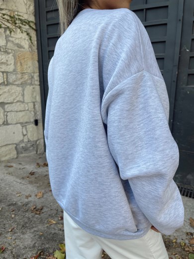 Gri Nazar Boncuklu Sweathsirt