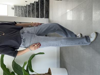 Gri Onl Yüksek Bel Bol Paça Jean Pantolon