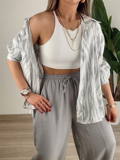 Gri Oversize Gömlek