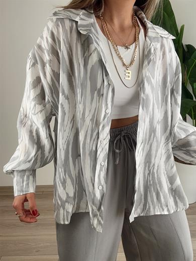 Gri Oversize Gömlek