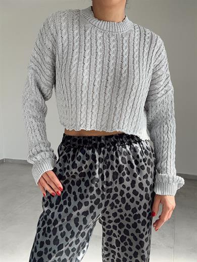 Gri Simli Kısa Kazak