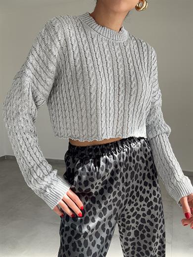 Gri Simli Kısa Kazak