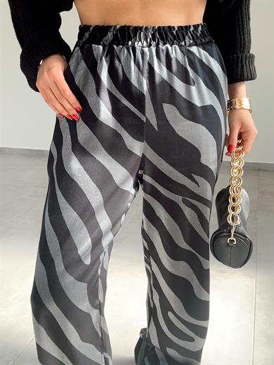 Gri-Siyah Zebra Desen Pantolon