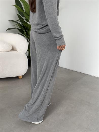 Gri Sonsuz Kumaş Geniş Kemerli Pileli Eşofman Altı