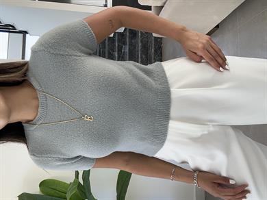 Gri Kadın Triko Bluz