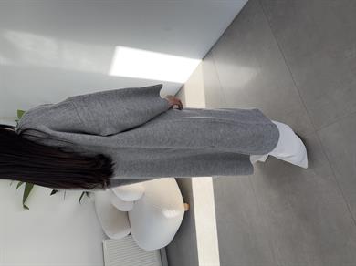 Gri Uzun Salaş Maxi Triko Hırka