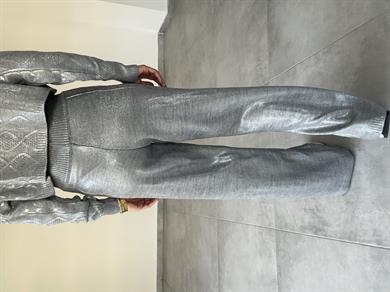 Oli Gri Varak Baskılı Triko Pantolon