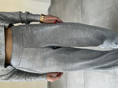 Oli Gri Varak Baskılı Triko Pantolon