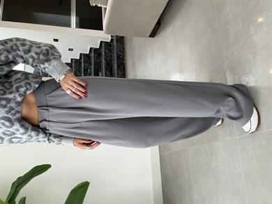 Gri Yüksek Bel Premium Pileli Palazzo Pantolon