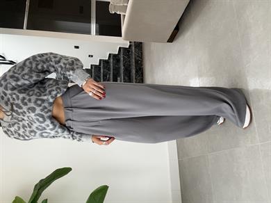 Gri Yüksek Bel Premium Pileli Palazzo Pantolon