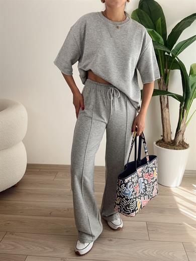 GriKollar Ve Bel Kısmı Kesik Detay Sweat Eşofman