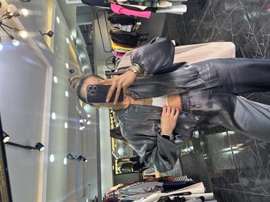 Gümüş Parlak Bomber Ceket