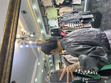 Gümüş Parlak Bomber Ceket