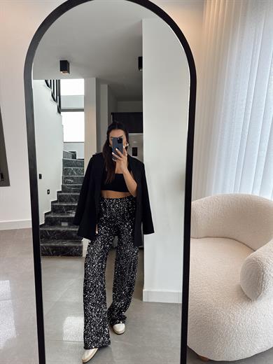 Gümüş Pul Payet Pantolon