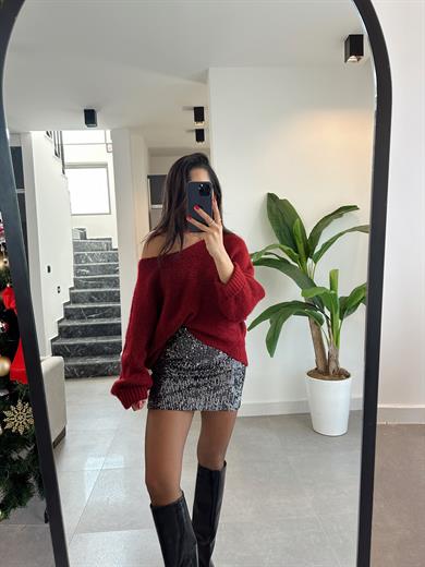 Gümüş Pullu Payet Etek