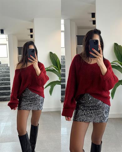 Gümüş Pullu Payet Etek