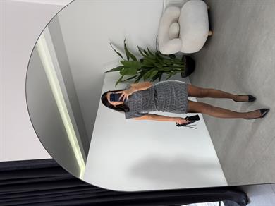 Gümüş Taşlı Dik Yaka Elbise