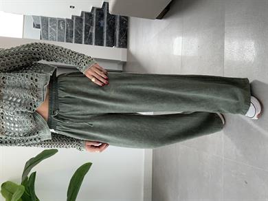 Haki Beli Lastikli Yıkamalı Pantolon