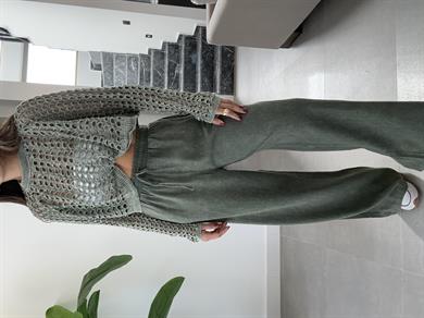 Haki Beli Lastikli Yıkamalı Pantolon