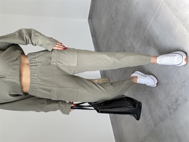 Haki Çift Cep Detaylı Polar Eşofman