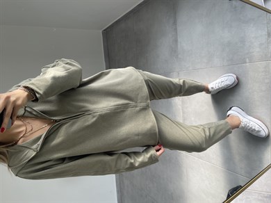 Haki Çift Cep Detaylı Polar Eşofman