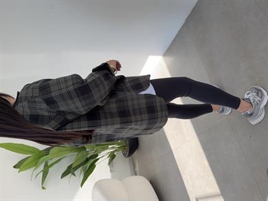 Haki Ekose Pamuk Oversize Gömlek