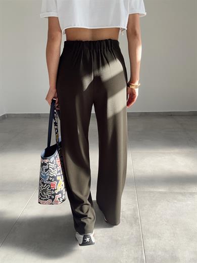 Haki  Extra Esnek Kumaş Palazzo Pantolon