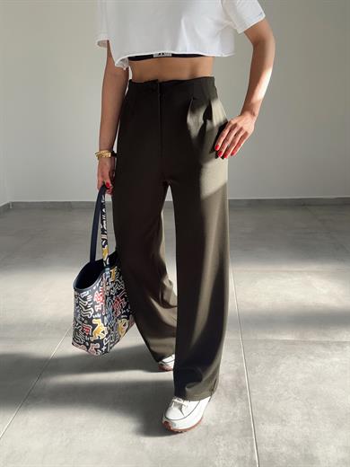 Haki  Extra Esnek Kumaş Palazzo Pantolon