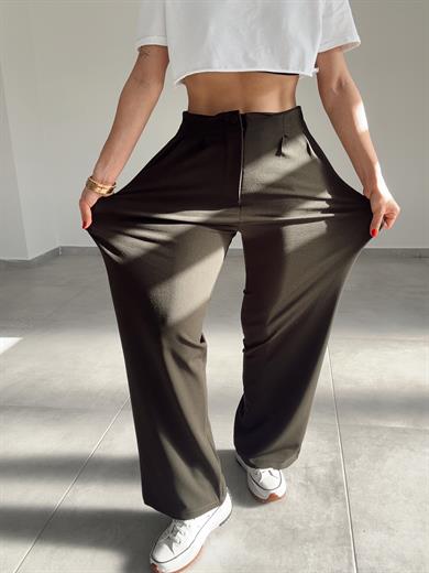 Haki  Extra Esnek Kumaş Palazzo Pantolon