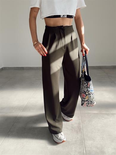 Haki  Extra Esnek Kumaş Palazzo Pantolon