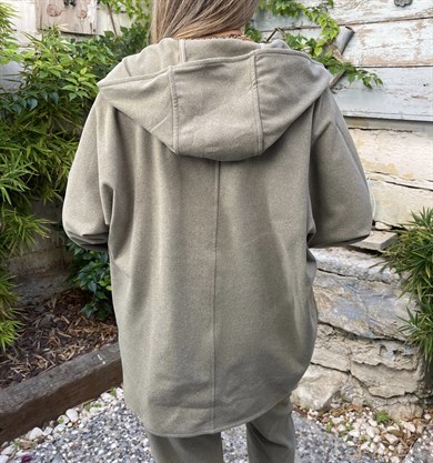 Haki Fermuar Detaylı Polar Sweatshirt