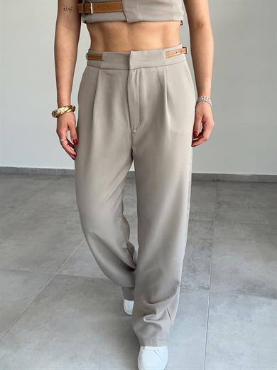 Haki Kemer Detaylı Pantolon