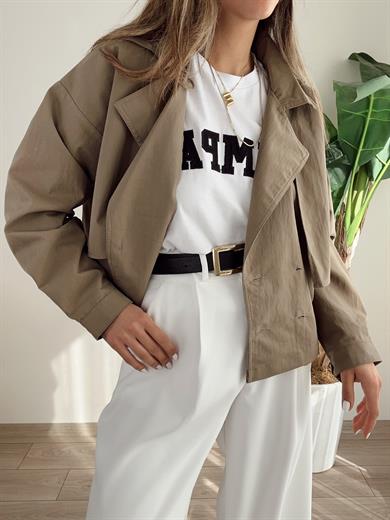 Haki Kısa Trençkot