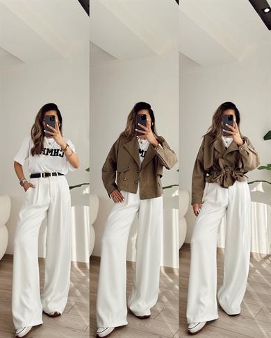 Haki Kısa Trençkot