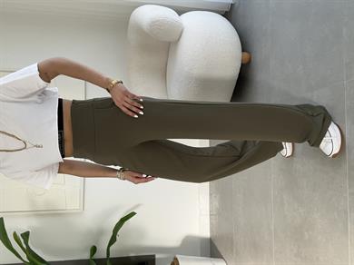 Haki Korsaj Kemer Palazzo Pantolon